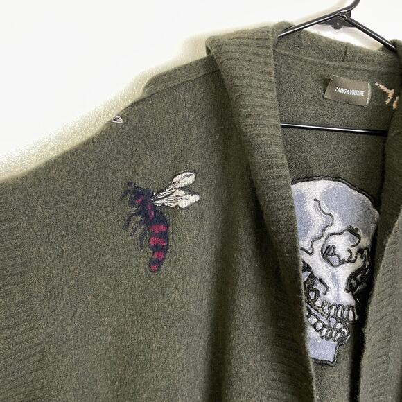 Zadig & Voltaire Dark Green Sweater with Skull and Floral Embroidery - Picture 3 of 14